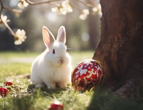 Fototapeta easter bunny and eggs