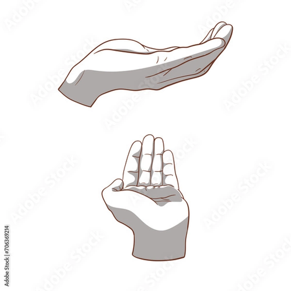 Obraz Hands gestures vector cartoon illustration 