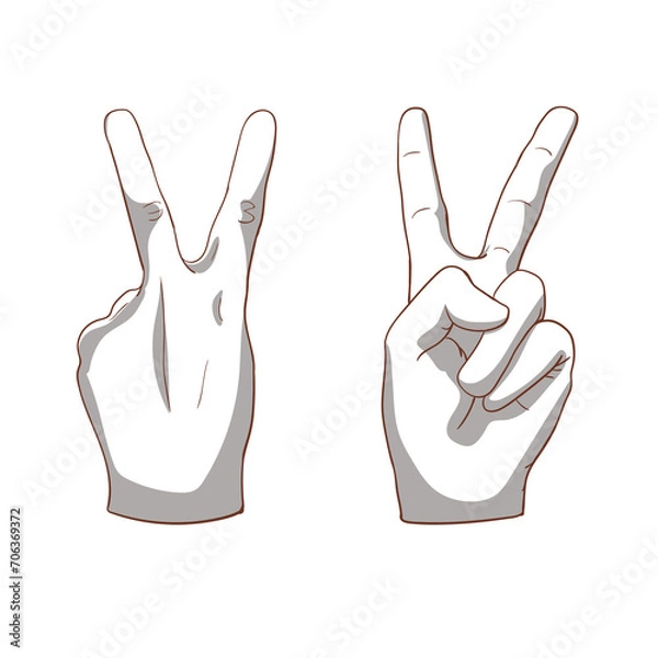 Obraz Hands gestures vector cartoon illustration 