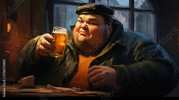 Fototapeta man drinking a beer