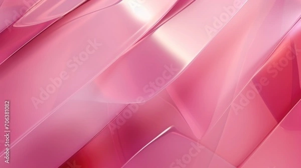 Fototapeta Abstract background with smooth, glossy and reflective pink surfaces with light reflections