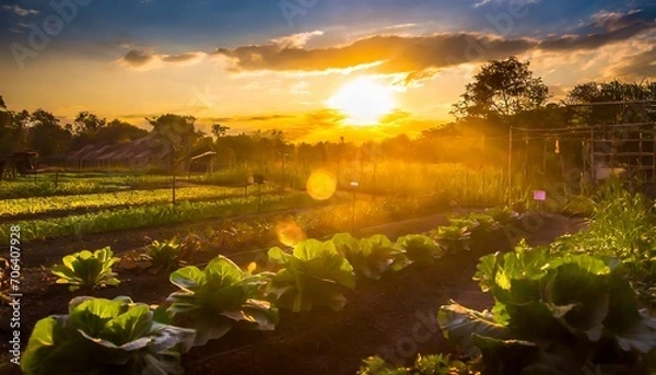 Obraz Lush vegetable garden in the sunset