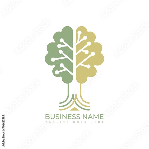 Fototapeta Digital Tree logo tech design