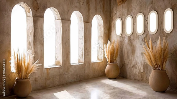 Obraz Empty room interior with concrete walls. natural lighting from window