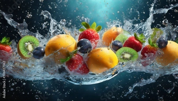 Obraz 3D Fruit Floating in water