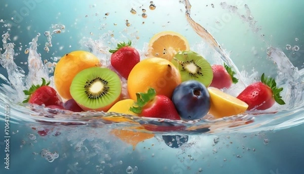 Obraz 3D Fruit Floating in water