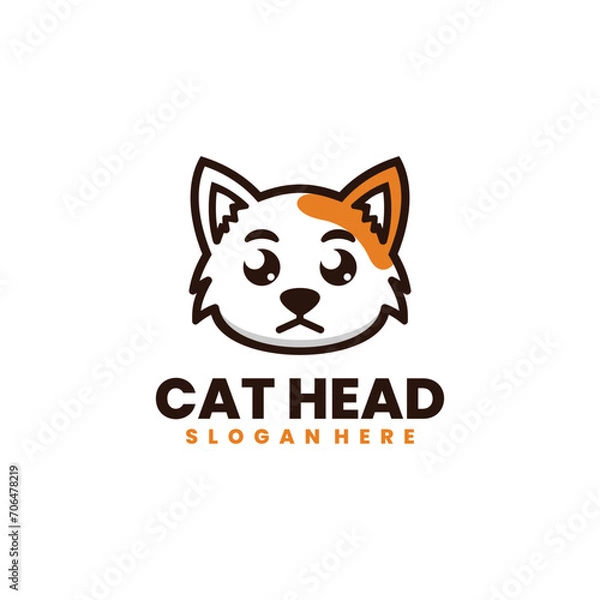Fototapeta cat head simple mascot logo design