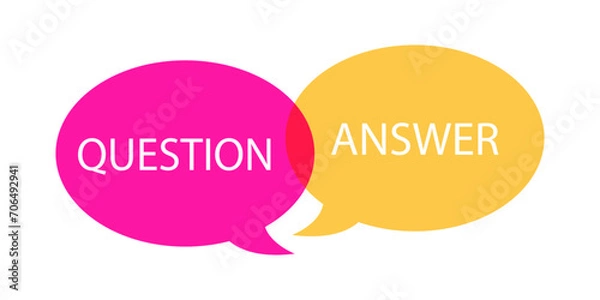 Fototapeta Question or Answer. Colorful speech bubbles overlapping vector illustration background.