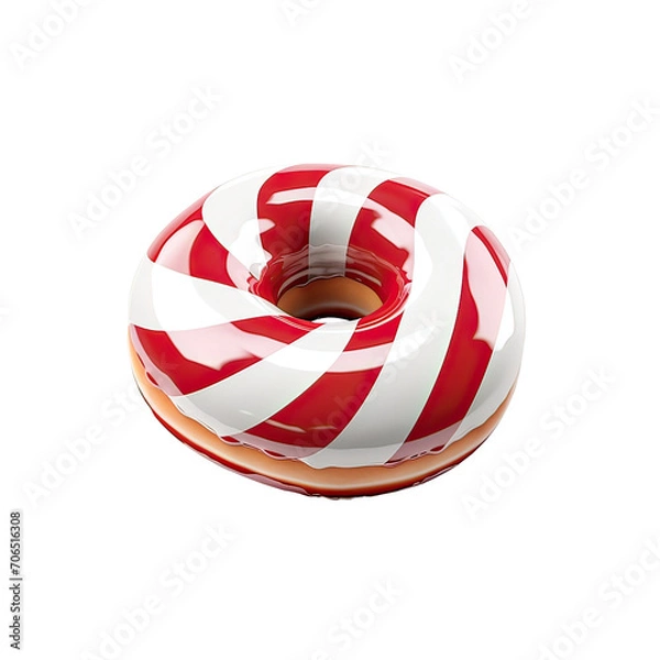 Fototapeta Glossy donut classic red and white stripe Ai Generative