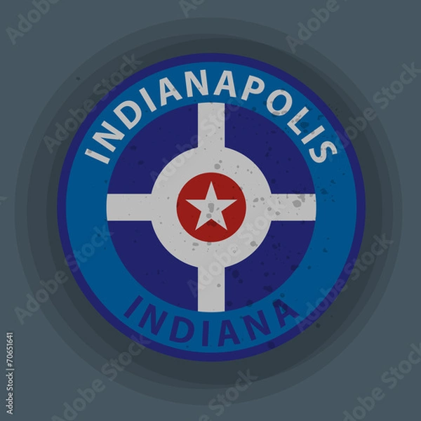 Fototapeta Label with name of Indiana, Indianapolis, vector illustration