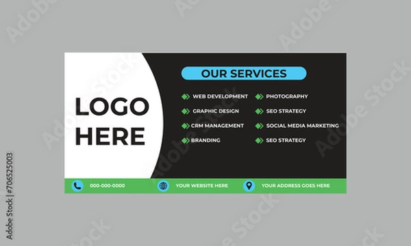 Fototapeta banner template design  web banner template design business conference layout professional blue business banner 