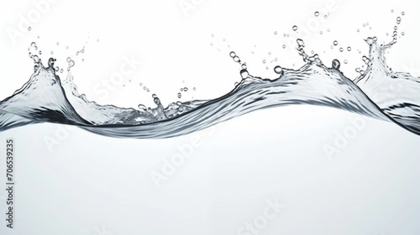 Fototapeta Water splash transparent, on white background. 