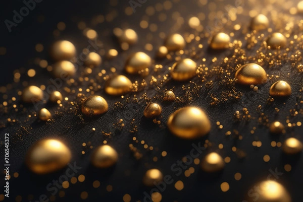 Obraz Tiny gold dust particles gold rays of light background