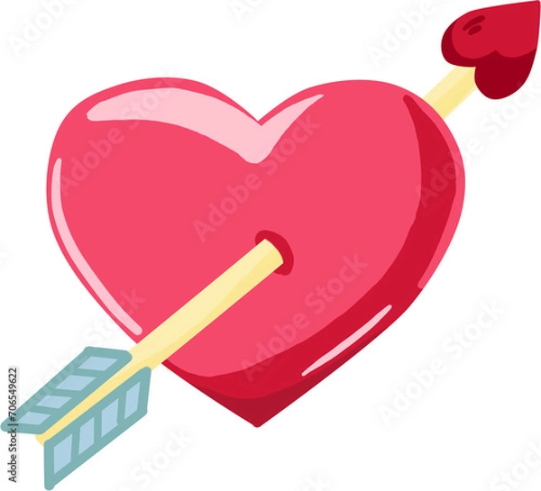 Obraz Love Icon on Transparent Background-Heart with arrow sticker.