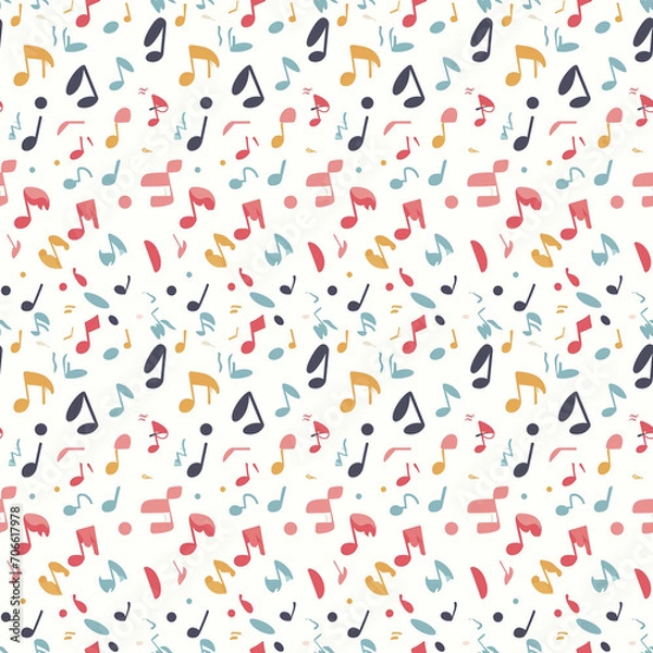 Fototapeta Musical notes seamless pattern. Can be used for gift wrapping, wallpaper, background