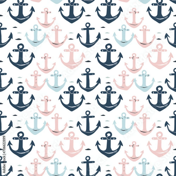 Fototapeta Anchors seamless pattern. Can be used for gift wrapping, wallpaper, background
