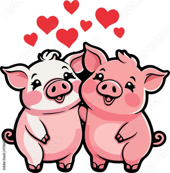 Obraz Set of vectors for Valentine's day. Watercolor hearts and lovers. Significant other.