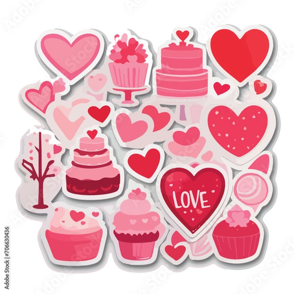 Obraz Set of vectors for Valentine's day. Watercolor hearts and lovers. Significant other.