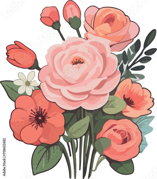 Obraz Set of vectors for Valentine's day. Watercolor hearts and lovers. Significant other.