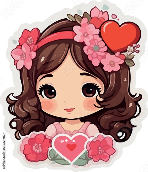 Obraz Set of vectors for Valentine's day. Watercolor hearts and lovers. Significant other.