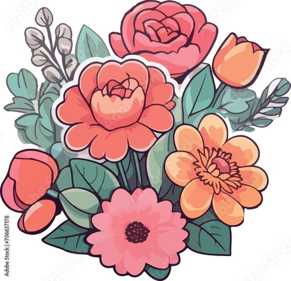 Obraz Set of vectors for Valentine's day. Watercolor hearts and lovers. Significant other.