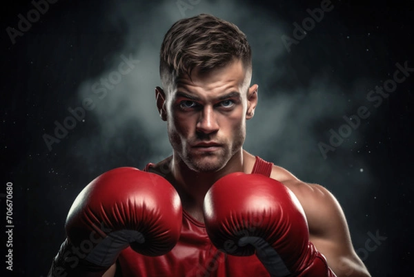 Fototapeta Boxer Man on a Light Background
