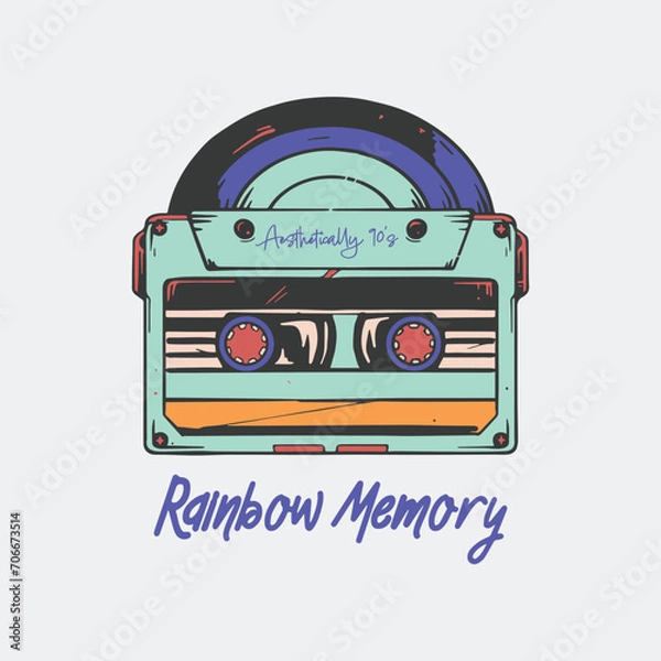 Fototapeta Nostalgic Rainbow Memory Cassette Vector