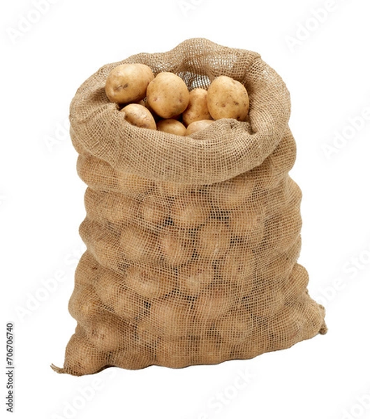 Fototapeta sack of potatoes isolated from bkg