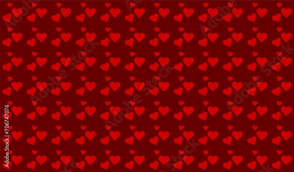 Fototapeta Love romantic theme Vector abstract texture with hearts. Stylish cute design for wrapping fabric cloth print wedding decor. Valentines day pattern Textile swatch Red Heart Vivid red seamless pattern