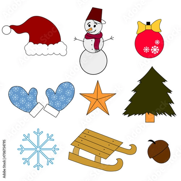 Obraz set of christmas elements