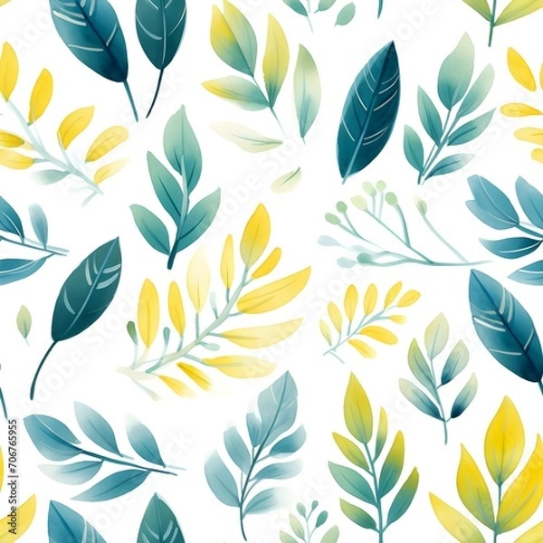 Obraz Seamless patterns featuring flowers, leaves, and botanical elements ,Simple and minimalistic patterns