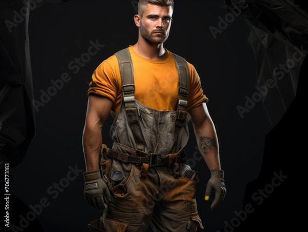 Fototapeta A strong and capable construction worker captured in a portrait.