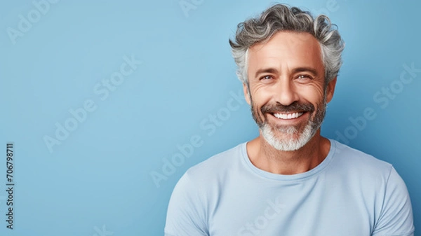 Obraz Happy smiling middle aged adult man on a solid background