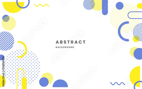 Obraz Colorful abstract geometric shapes design element background. White backgrounds. geometric shapes blue and yellow, modern shapes. Illustration vector 10 eps.