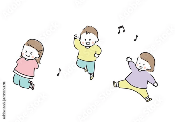 Fototapeta ダンスする子どものイラストセット