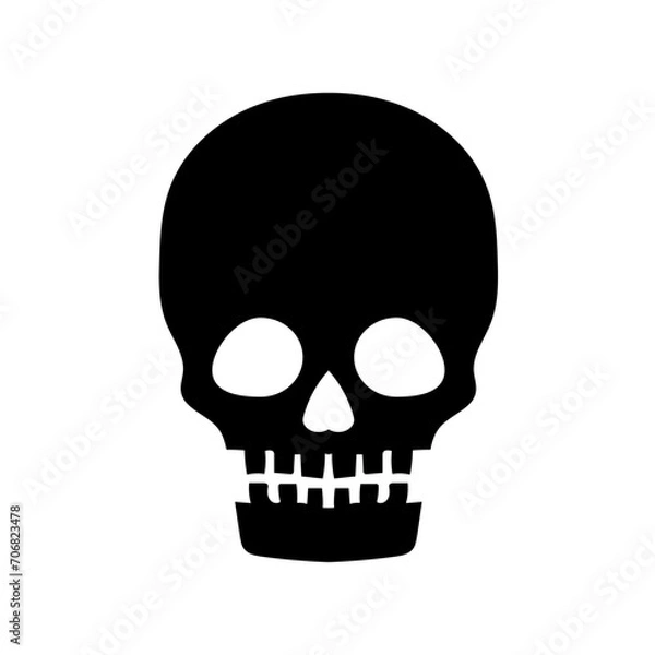 Fototapeta Vector hand drawn halloween skull silhouette