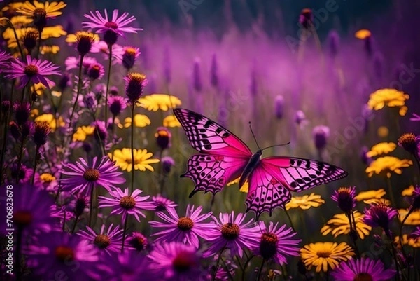 Obraz butterfly and flowers