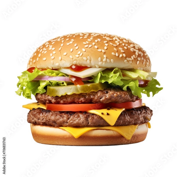 Obraz Hamburger isolated on transparent background
