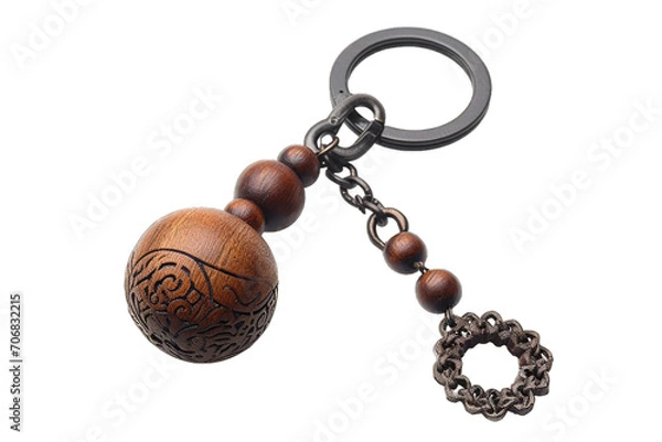 Fototapeta keychain with a combination of wooden and metal elements