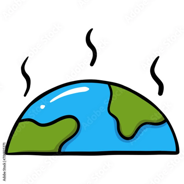 Fototapeta Global warming - colored hand drawn icon