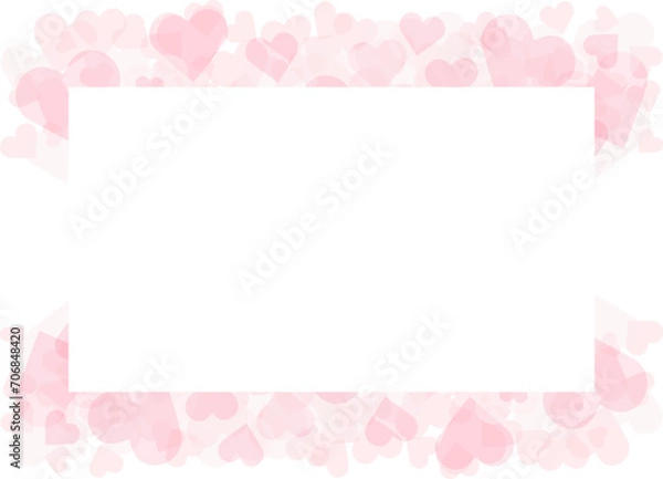 Fototapeta バレンタインに使えるピンクのハートのベクターフレーム画像
