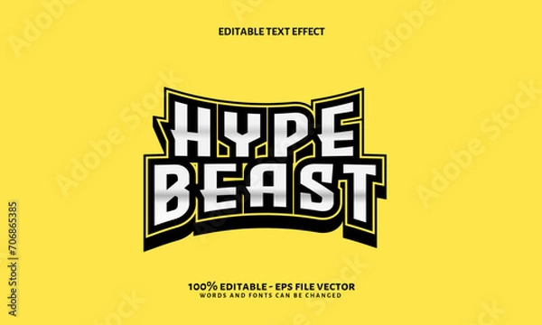 Fototapeta Hypebeast Style Editable Text Effect for clothing brand or T shirt, editable text effect premium vector