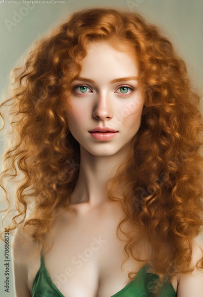 Fototapeta A painting of... Sun-Kissed Smile Unveiling Inner Harmony, Moonlight Draped on Velvet Eyes, Woven Threads of Story in Every Brushstroke, Where Strength Blooms Like a Delicate Rose.