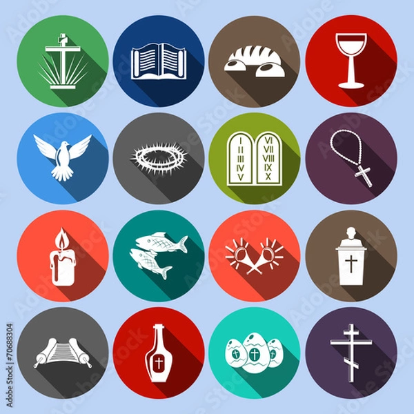 Fototapeta Christianity Icons Set Flat