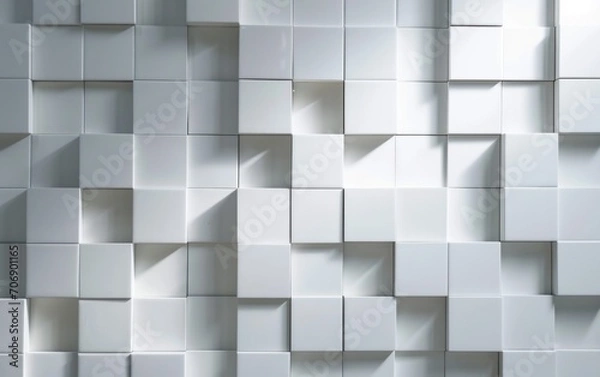 Fototapeta white tiled wall with squares