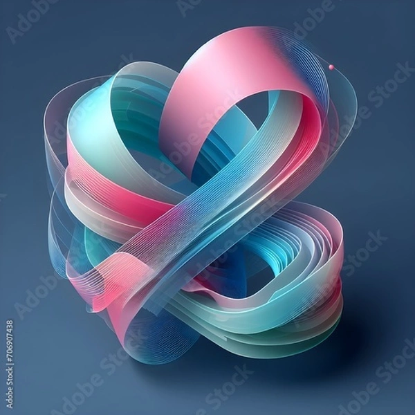 Obraz wad of transparent ribbon with soft  blue and pink color