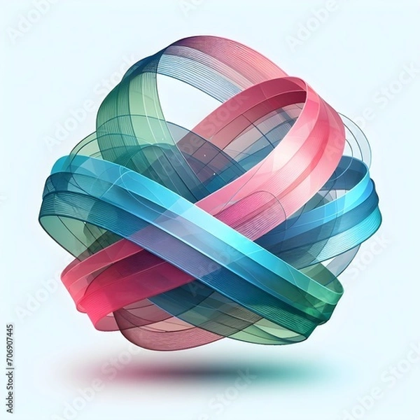 Obraz wad of transparent ribbon with soft  blue and pink color