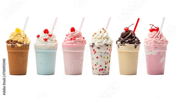 Fototapeta icecream milkshake on white isolated on clear png background and transparent background. food drink and dessert concept for cafe and restaurent, AI generative.