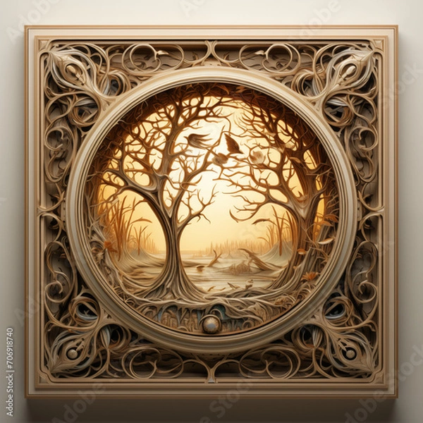 Fototapeta cadre celtique carré, IA generative