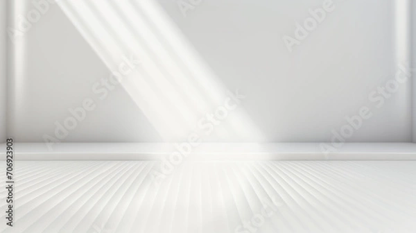 Fototapeta Abstract white light on wall background for display product. Mockup with blank empty scene concept with Generative Ai.